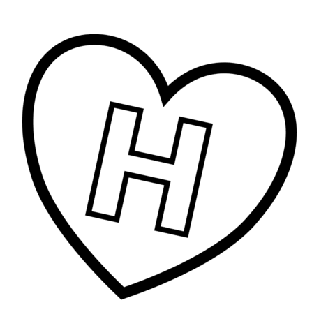 Letter H In Heart Coloring Page